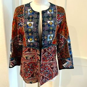 Boho  Patchwork Jacket with Embroidery & Beads